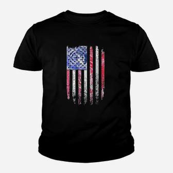 Tie Dye American Flag For Memorial Day 4th Of July Kid T-Shirt - Seseable