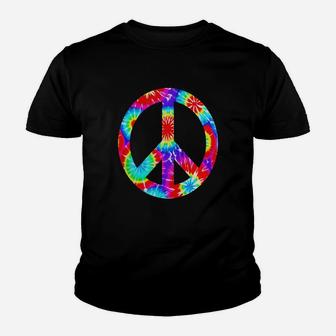 Tie Dye Flower Peace Sign T Shirt Hippy 60s 70s Costume Kid T-Shirt - Seseable