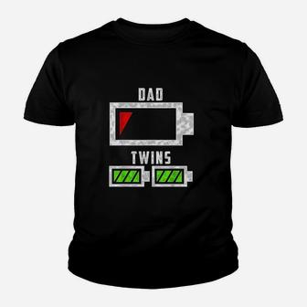 Tired Twin Dad Low Battery Kid T-Shirt - Seseable