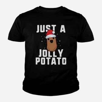 Top Just A Jolly Potato Funny Sweet Potato Christmas Sweater Kid T-Shirt - Seseable