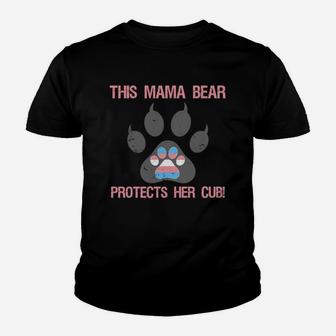 Transgender Pride For Mom Mama Bear Protects Her Kids Kid T-Shirt - Seseable