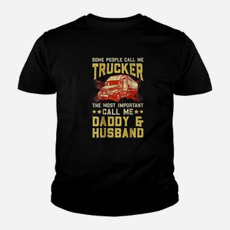 Truck Driver Husband Daddy Truckers Wife Gift Kid T-Shirt - Seseable