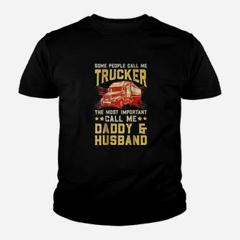Truck Driver Husband Daddy Truckers Wife Kid T-Shirt - Seseable