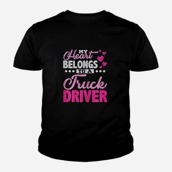 Truck Drivers Wife Or Girlfriend Trucker Gifts Kid T-Shirt - Seseable