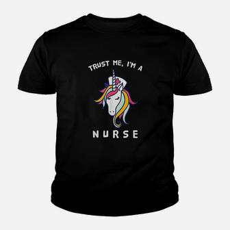 Trust Me Im A Nurse Unicorn Funny Nursing Kid T-Shirt - Seseable