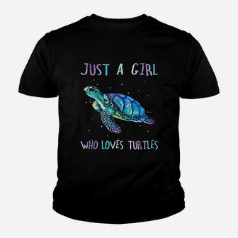 Turtle Watercolor Sea Ocean Just A Girl Who Loves Turtles Kid T-Shirt - Seseable