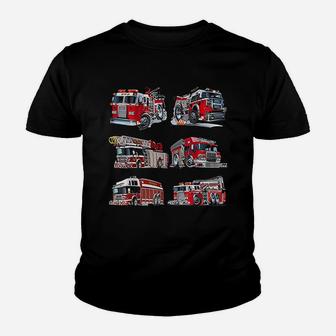 Types Of Fire Truck Boy Toddler Kids Firefighter Xmas Gifts Kid T-Shirt - Seseable