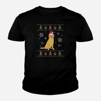 Ugly Christmas Golden Retriever Santa Pajamas Xmas Outfit Kinder T-Shirt - Seseable