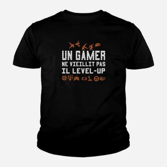 Un-Gamer Ne Viellit Pas Il Level Up Kinder T-Shirt - Seseable