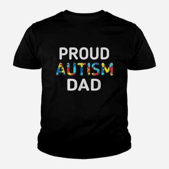 Unique Proud Dad Colored Puzzle Pieces Awareness Kid T-Shirt - Seseable