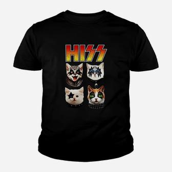 Unisex Vintage Concert Hiss Metal Rock Funny Kitties Cats Kid T-Shirt - Seseable