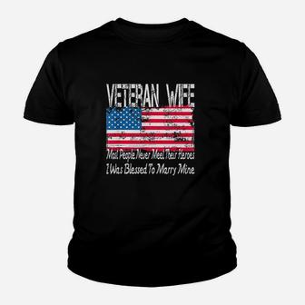 Us Military Veteran Wife Blessed To Marry My Hero Gift Kid T-Shirt - Seseable