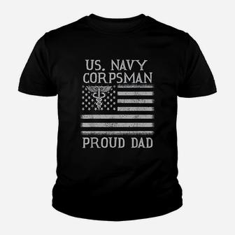 Us Navy Corpsman Proud Dad Awesome Gift Kid T-Shirt - Seseable