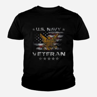 U.s Navy Veteran Vintage American Flag Kid T-Shirt - Seseable