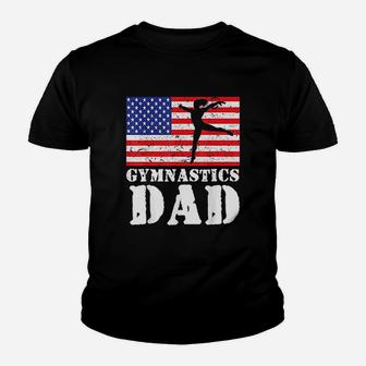 Usa American Distressed Flag Gymnastics Dad Kid T-Shirt - Seseable