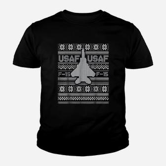 Usa Ugly Christmas Fighter Jet Usaf Pilot Kid T-Shirt - Seseable