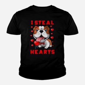 Valentines Day English Bulldog Dog Boys Girls Kids Kid T-Shirt - Seseable