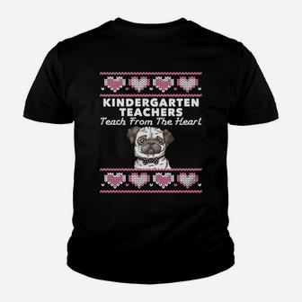 Valentines Day Kindergarten Teacher Ugly Dog Pug Kid T-Shirt - Seseable