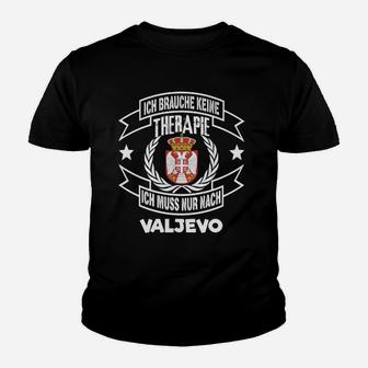 Valjevo Therapie Schwarzes Kinder Tshirt mit Serbien-Wappen - Seseable