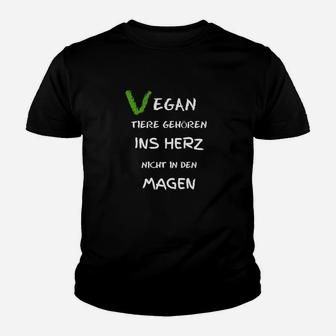 Veganes Message Kinder Tshirt Tiere gehören ins Herz, nicht in den Magen - Seseable