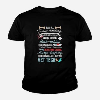Vet Tech Paw Holding Funny Veterinary Technician Kid T-Shirt - Seseable