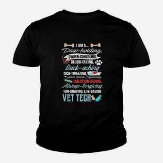 Vet Tech Paw Holding Funny Veterinary Technician Kid T-Shirt - Seseable