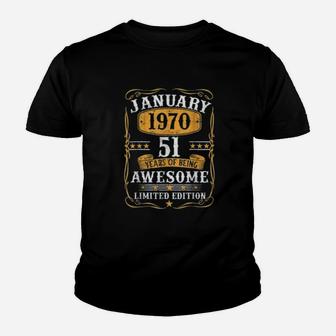 Vintage 1970 52nd Years Old Gifts Vintage January 1970 Kid T-Shirt - Seseable