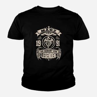 Vintage 1991 Geburtsjahr Legenden Kinder Tshirt, März Edition - Seseable