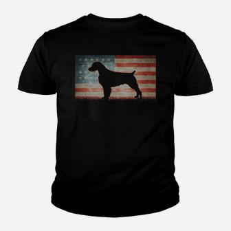 Vintage Best Brittany Spaniel Dog Dad Ever American Flag T-shirt Kid T-Shirt - Seseable