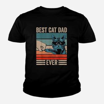 Vintage Best Cat Dad Ever Bump Fist Fathers Day Gifts Kid T-Shirt - Seseable