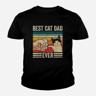 Vintage Best Cat Dad Ever Bump Fit Fathers Day Kid T-Shirt - Seseable