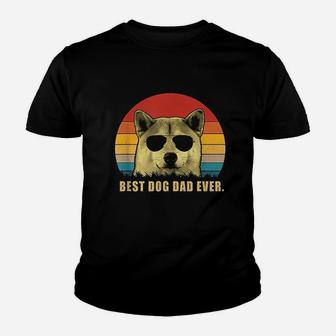 Vintage Best Dog Dad Ever Shiba Inu Kid T-Shirt - Seseable