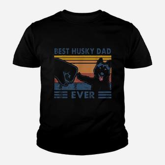Vintage Best Husky Dad Ever Fist Bump Funny Husky Lover Kid T-Shirt - Seseable