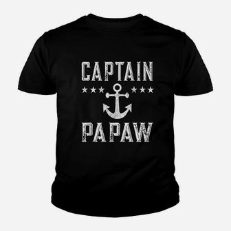 Vintage Captain Papaw Family Cruise Lake Boating Gift Kid T-Shirt - Seseable