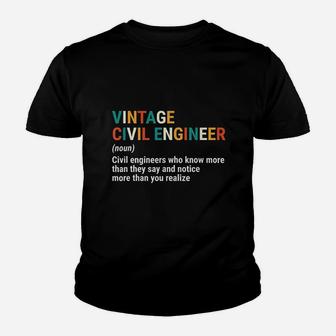 Vintage Civil Engineer Definition Noun Cool Engineering Kid T-Shirt - Seseable