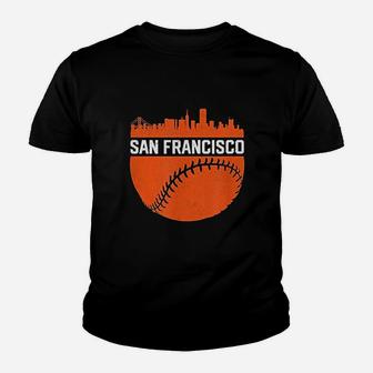 Vintage Downtown San Francisco Skyline Baseball Kid T-Shirt - Seseable