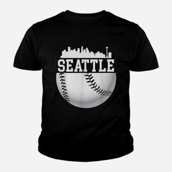 Vintage Downtown Seattle Baseball Retro Washington Kid T-Shirt - Seseable