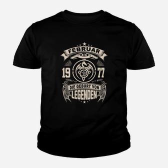 Vintage Februar 1977 Legendengeburtstag Kinder Tshirt, Retro Design - Seseable