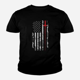 Vintage Fencing American Flag Kid T-Shirt - Seseable