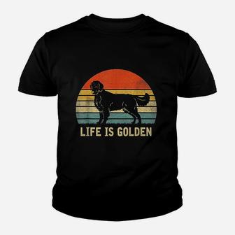 Vintage Golden Retriever Dog Life Is Golden Kid T-Shirt - Seseable