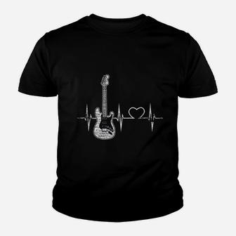Vintage Guitarist Love Music Heart Gifts Heartbeat Guitar Kid T-Shirt - Seseable
