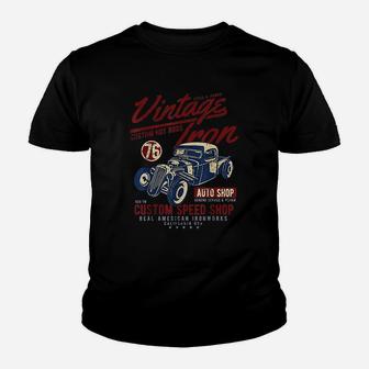 Vintage Iron Custom Hot Rods Shop Vintage Kid T-Shirt - Seseable