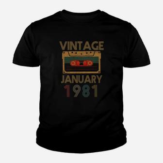 Vintage January 1981 Birthday Kid T-Shirt - Seseable