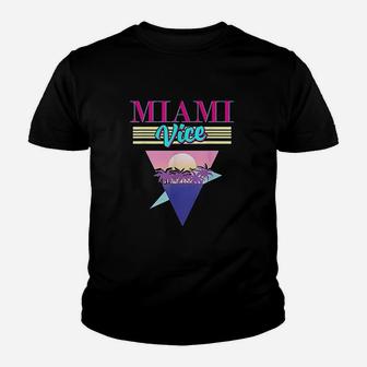 Vintage Miami Florida Cityscape Retro Graphic Cool Beach Kid T-Shirt - Seseable
