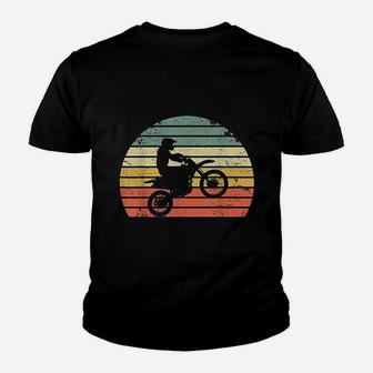 Vintage Motocross Dirt Bike Silhouette Retro Dirt Bike Kid T-Shirt
