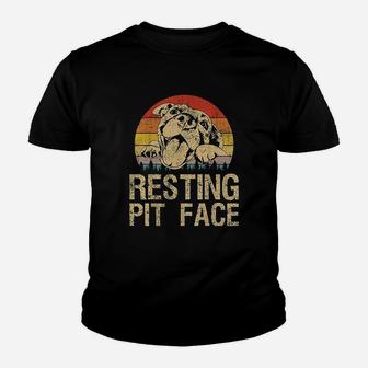 Vintage Pitbull Resting Pit Face Funny Pitbull Lovers Kid T-Shirt - Seseable