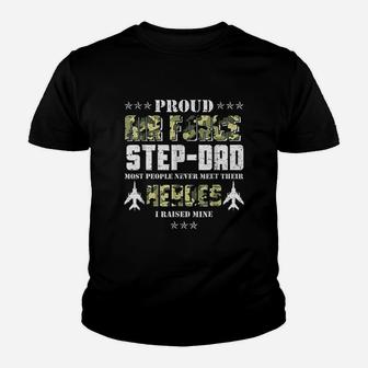 Vintage Proud Air Force Step Dad Veteran Kid T-Shirt - Seseable