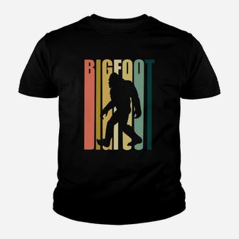 Vintage Retro 1970s Style Rainbow Bigfoot Silhouette Kid T-Shirt - Seseable