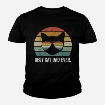 Vintage Retro Best Cat Dad Ever Funny Cat Dad Father Kid T-Shirt - Seseable