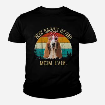 Vintage Retro Mama Mothers Day Best Basset Hound Mom Ever Kid T-Shirt - Seseable